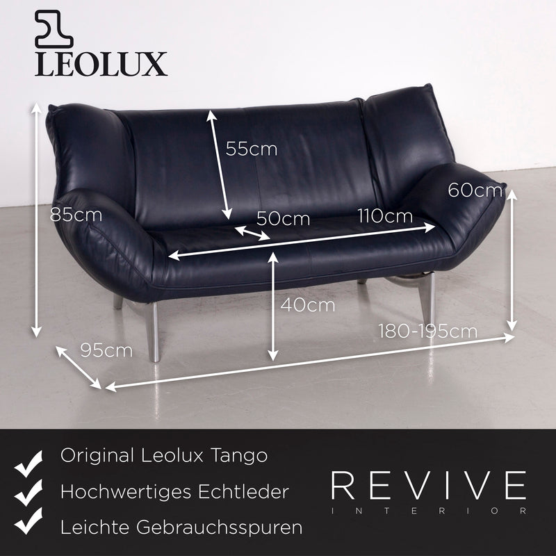 Leolux Tango Leder Sofa Blau Echtleder Zweisitzer Couch 