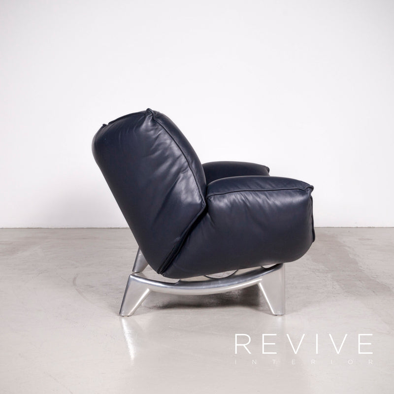 Leolux Tango Leder Sofa Blau Echtleder Zweisitzer Couch 