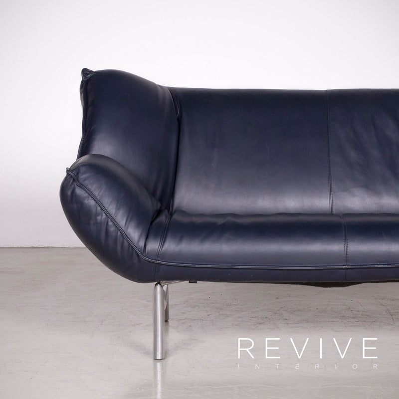 Leolux Tango Leder Sofa Blau Echtleder Zweisitzer Couch 