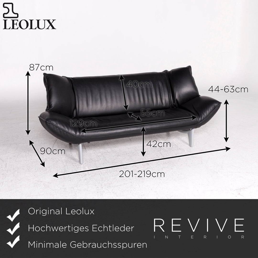 Leolux Tango Designer Leather Sofa Set Black Three Seater Two Seater Stool #9198