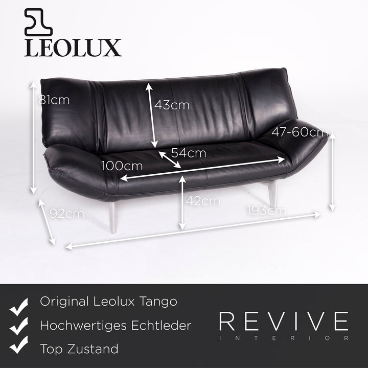 Leolux Tango Designer Leder Sofa Garnitur Schwarz Echtleder Dreisitzer Couch #8696