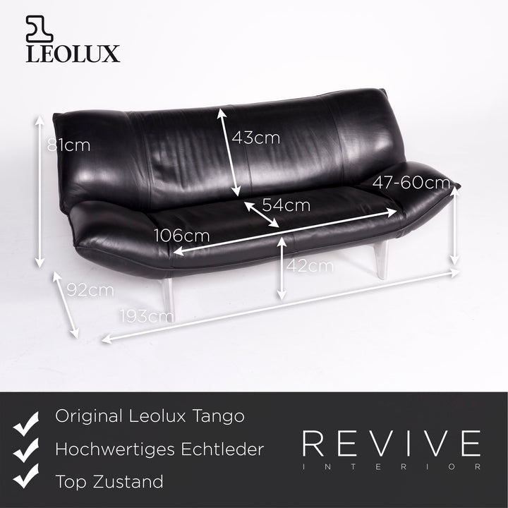 Leolux Tango Designer Leder Sofa Garnitur Schwarz Echtleder Dreisitzer Couch #8696