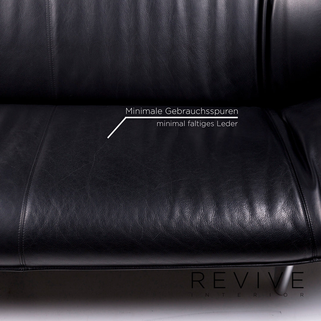 Leolux Tango leather sofa set black 2x three-seater function #10710