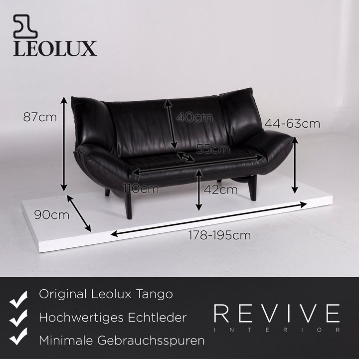 Leolux Tango Leder Sofa Schwarz Zweisitzer Funktion Couch #10887