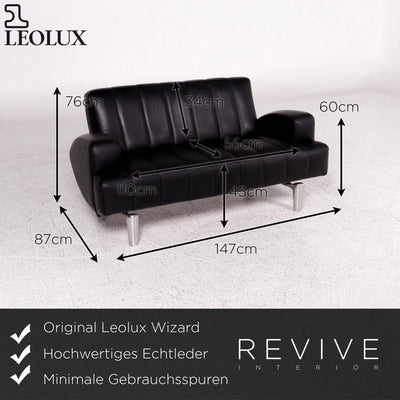 Leolux Wizard Leder Sofa Schwarz Zweisitzer Couch #10249