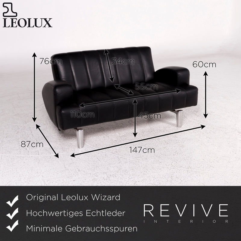 Leolux Wizard Leder Sofa Schwarz Zweisitzer Couch 