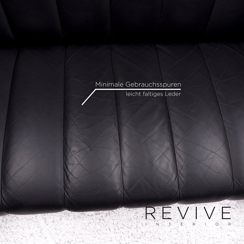 Leolux Wizard Leder Sofa Schwarz Zweisitzer Couch 