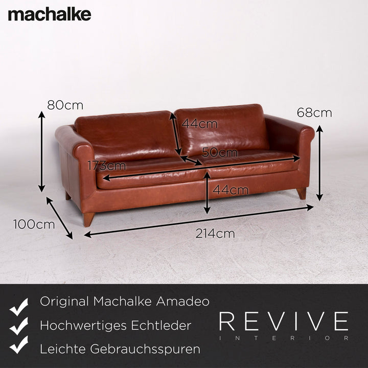 Machalke Amadeo Leather Sofa Brown Three Seater Couch #9859