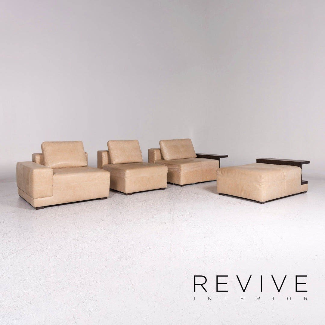 Machalke leather corner sofa beige sofa function couch #9674