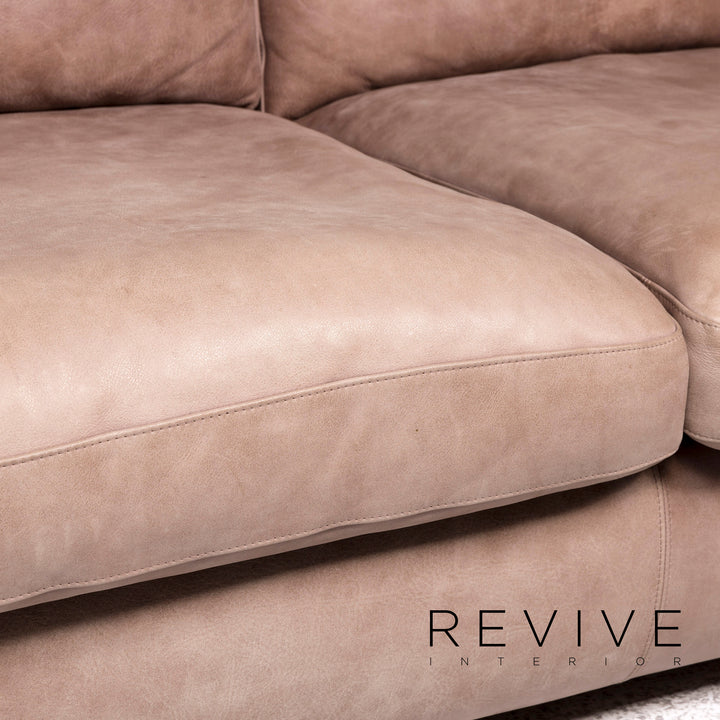 Machalke Leder Sofa Garnitur Braun Beige  1x Dreisitzer 1x Sessel #9615