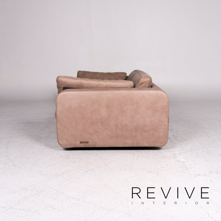 Machalke Leder Sofa Garnitur Braun Beige  1x Dreisitzer 1x Sessel #9615