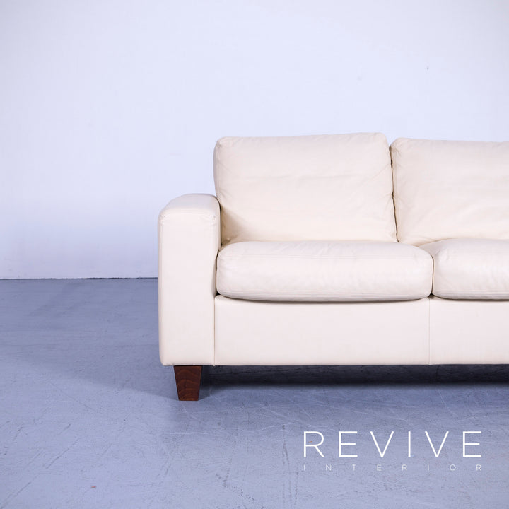 Machalke designer sofa leather cream beige two-seater couch modern genuine leather #3683