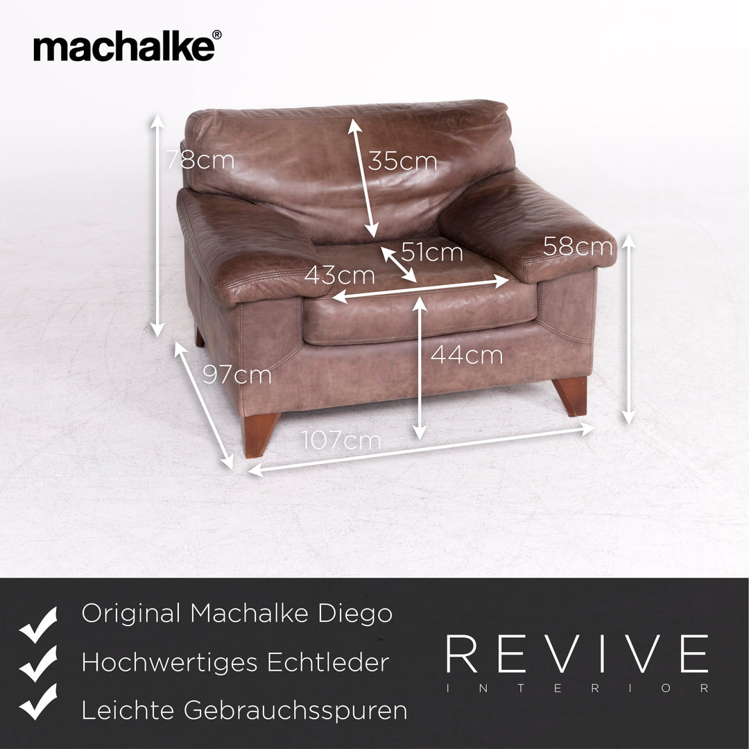 Machalke Diego designer leather sofa armchair set brown genuine leather three-seater couch #8812