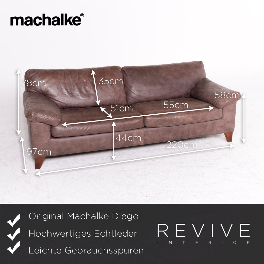 Machalke Diego Designer Leder Sofa Braun by Teun Van Zanten Echtleder Dreisitzer Couch #8657