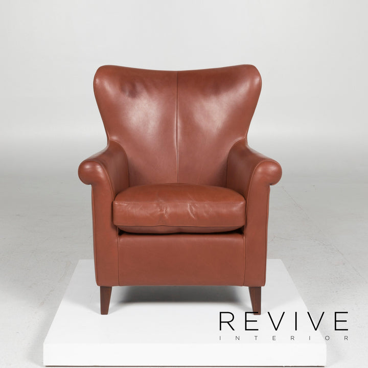 Machalke Leather Sofa Set Brown Three Seater Armchair Stool #11626