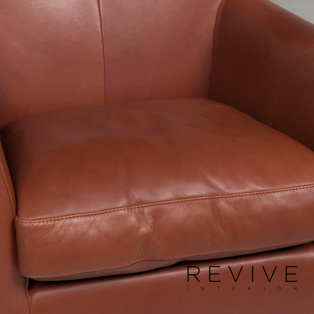 Machalke Leather Sofa Set Brown Three Seater Armchair Stool #11626