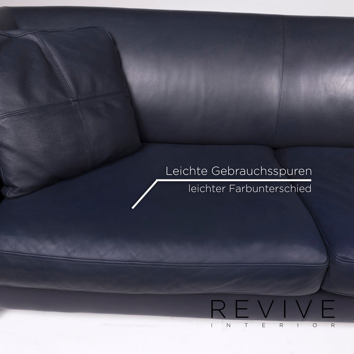 Machalke Leder Sofa Blau Zweisitzer #10758