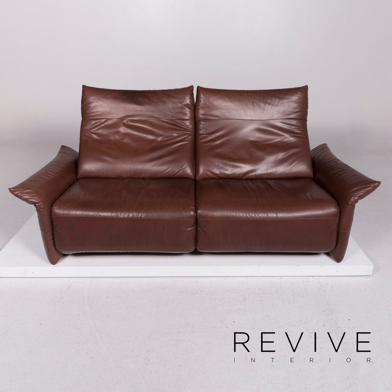 Machalke Leder Sofa Garnitur Braun Dreisitzer Zweisitzer 