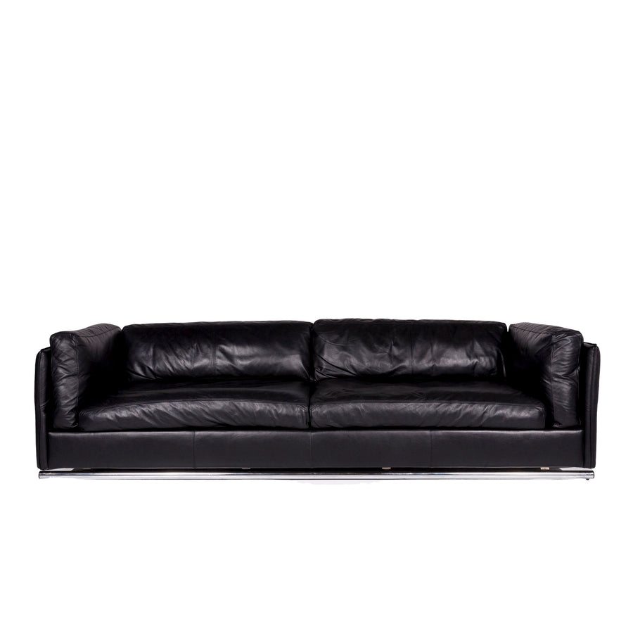 Machalke Leather Sofa Black Three Seater Function Couch #10361