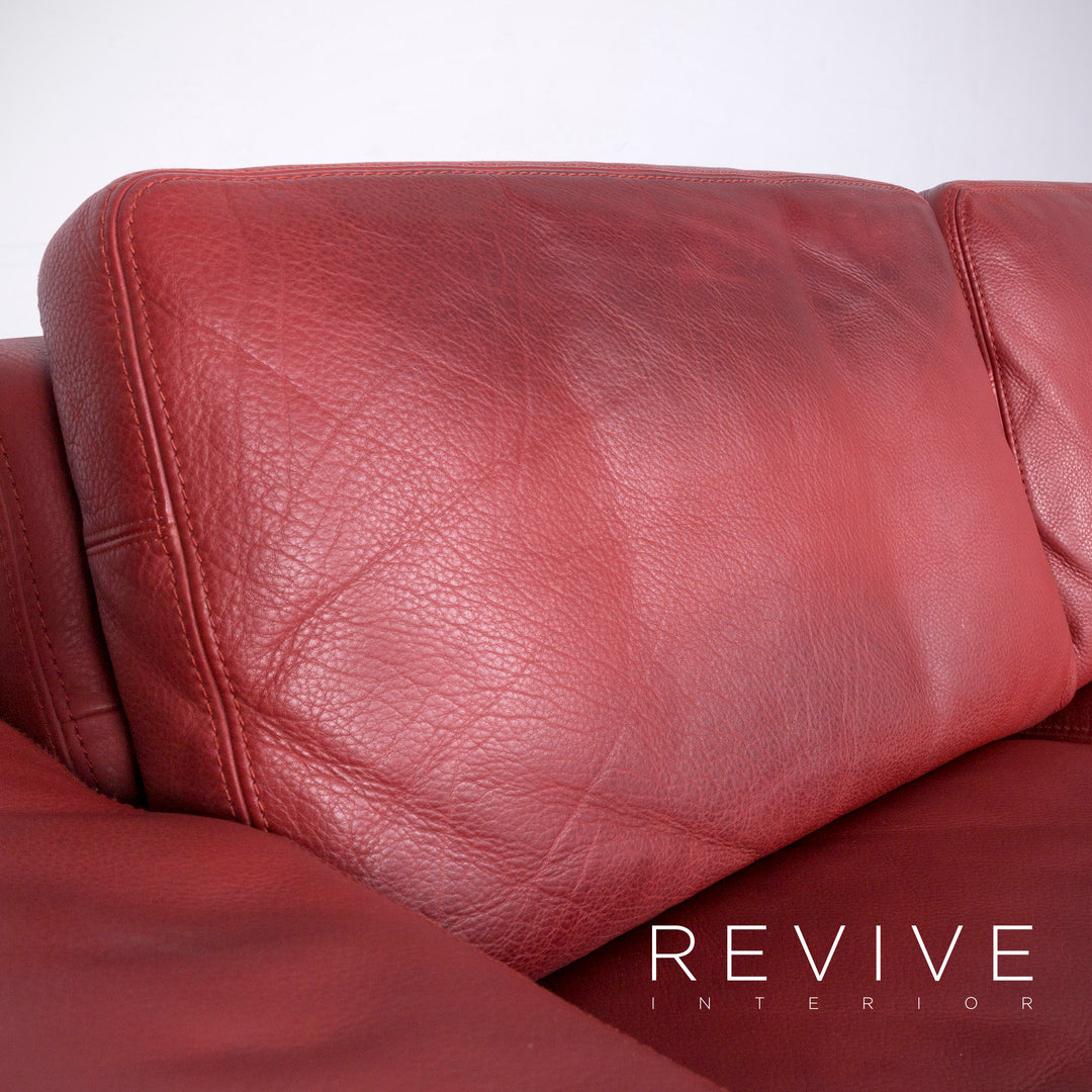 Machalke Monte Christo Designer Leder Sofa Rot Echtleder Ecksofa Couch #6448