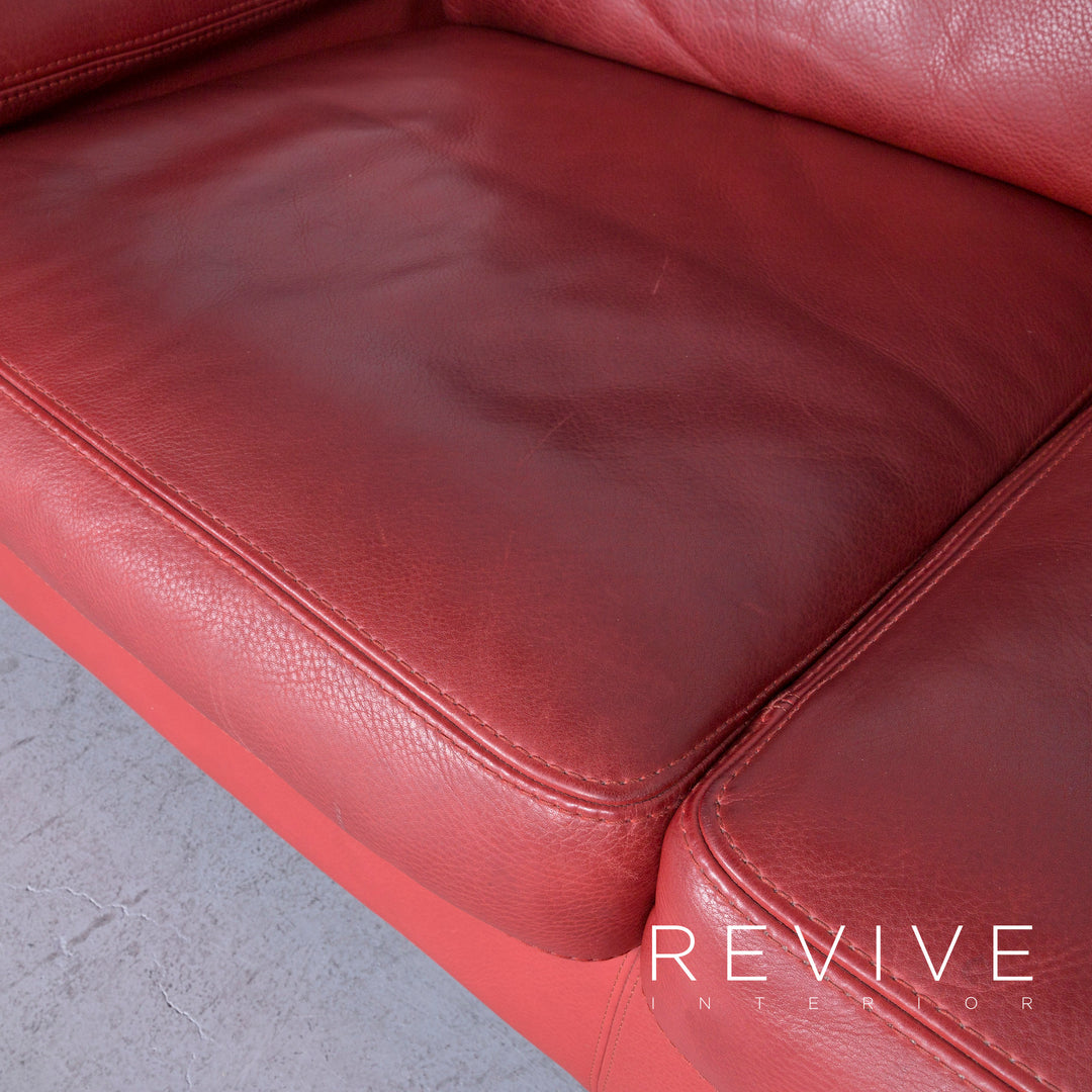 Machalke Monte Christo Designer Leder Sofa Rot Echtleder Ecksofa Couch #6448