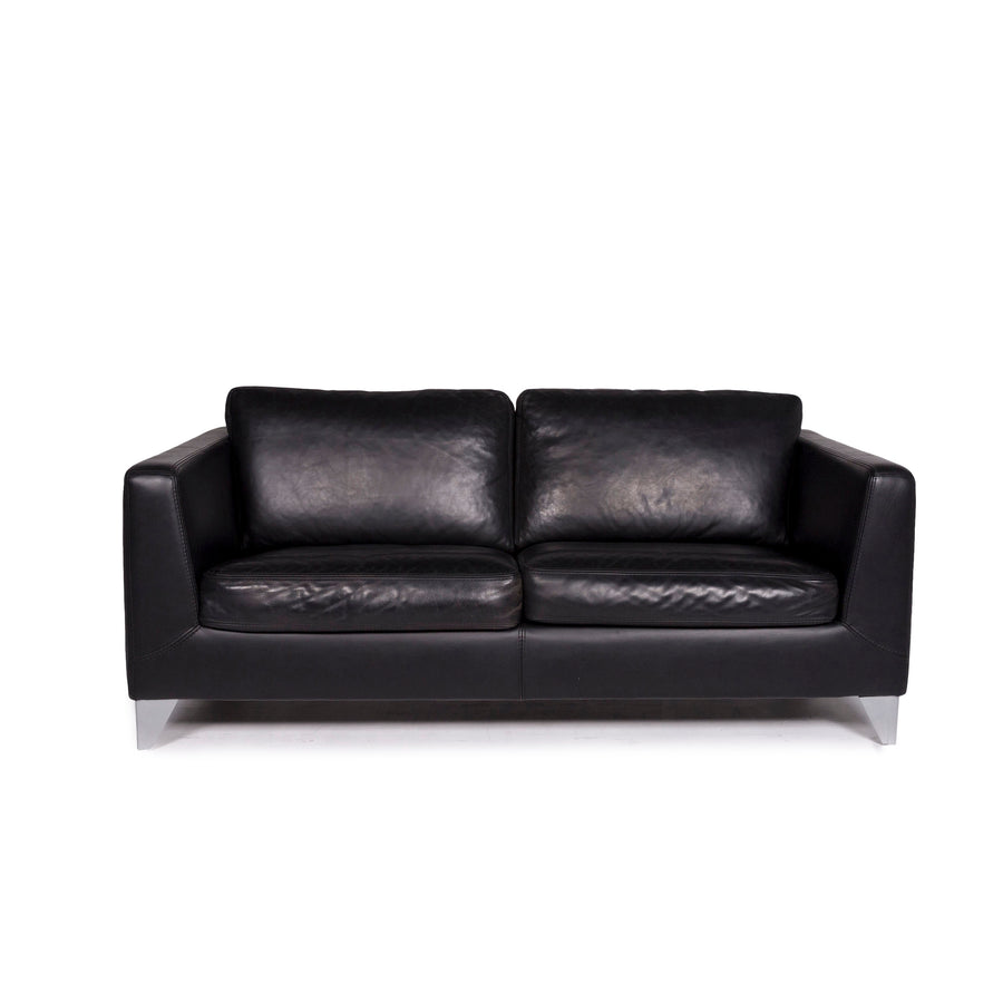 Machalke Pablo Leder Sofa Schwarz Zweisitzer Couch #11110