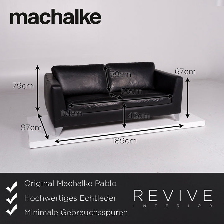Machalke Pablo ensemble canapé en cuir noir 1x deux places 1x fauteuil #11334