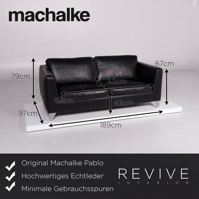 Machalke Pablo Leder Sofa Schwarz Zweisitzer Couch #11110