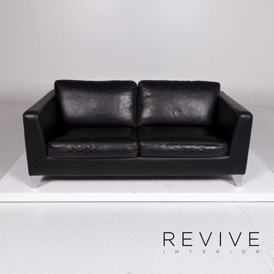 Machalke Pablo Leder Sofa Garnitur Schwarz 1x Zweisitzer 1x Sessel #11334