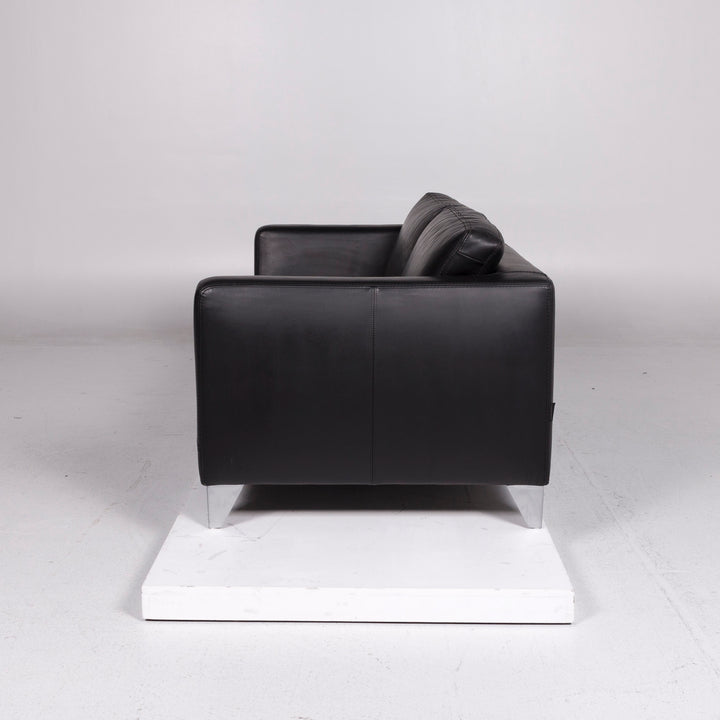 Machalke Pablo ensemble canapé en cuir noir 1x deux places 1x fauteuil #11334