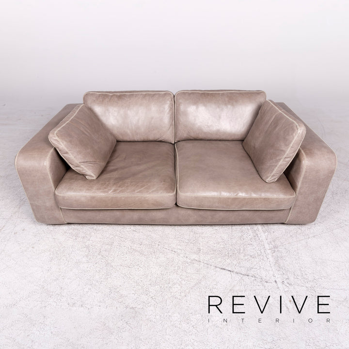 Machalke Valentino Canapé design en cuir gris véritable canapé deux places #8701