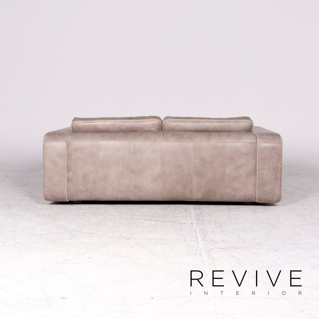 Machalke Valentino Designer Leder Sofa Grau Echtleder Zweisitzer Couch #8701