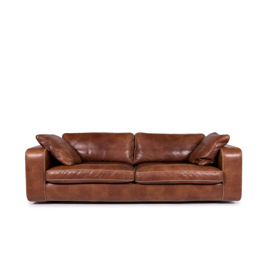 Machalke Valentino Leather Sofa Brown Three Seater Couch #10930