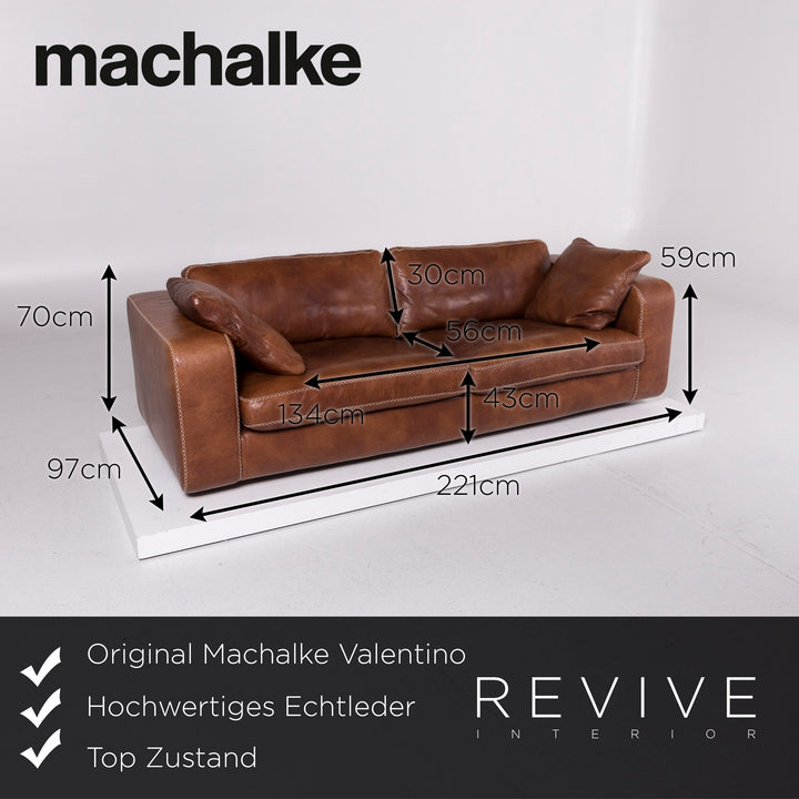 Machalke Valentino Leder Sofa Braun Dreisitzer Couch #10930