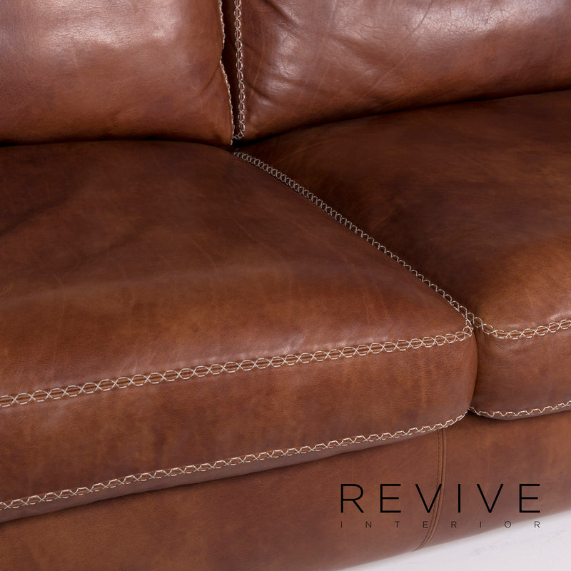 Machalke Valentino Leder Sofa Braun Dreisitzer Couch 