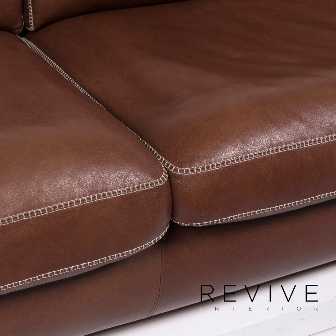 Machalke Valentino Leather Sofa Brown Three Seater Couch #11723