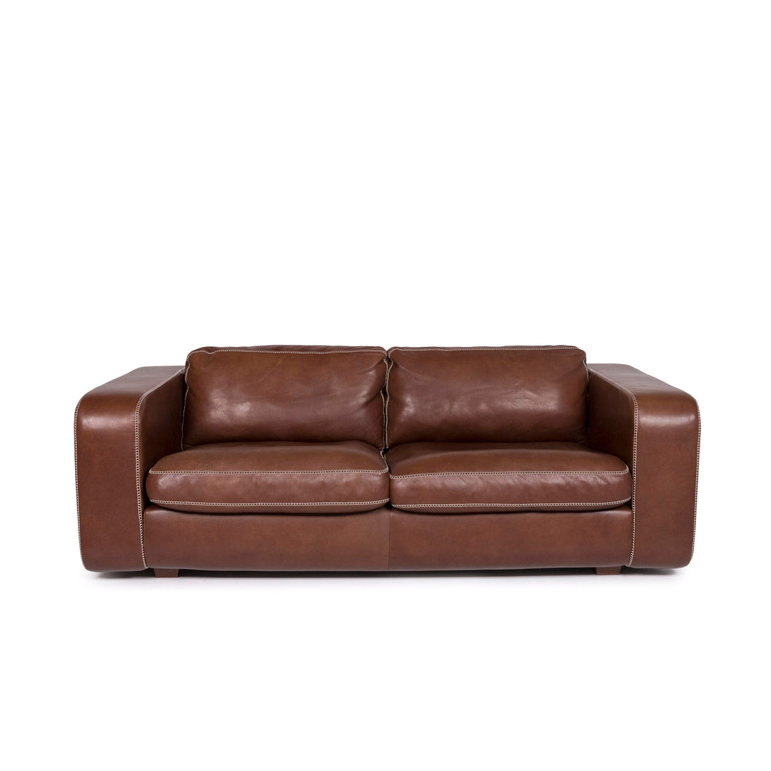 Machalke Valentino Leather Sofa Brown Three Seater Couch #11723