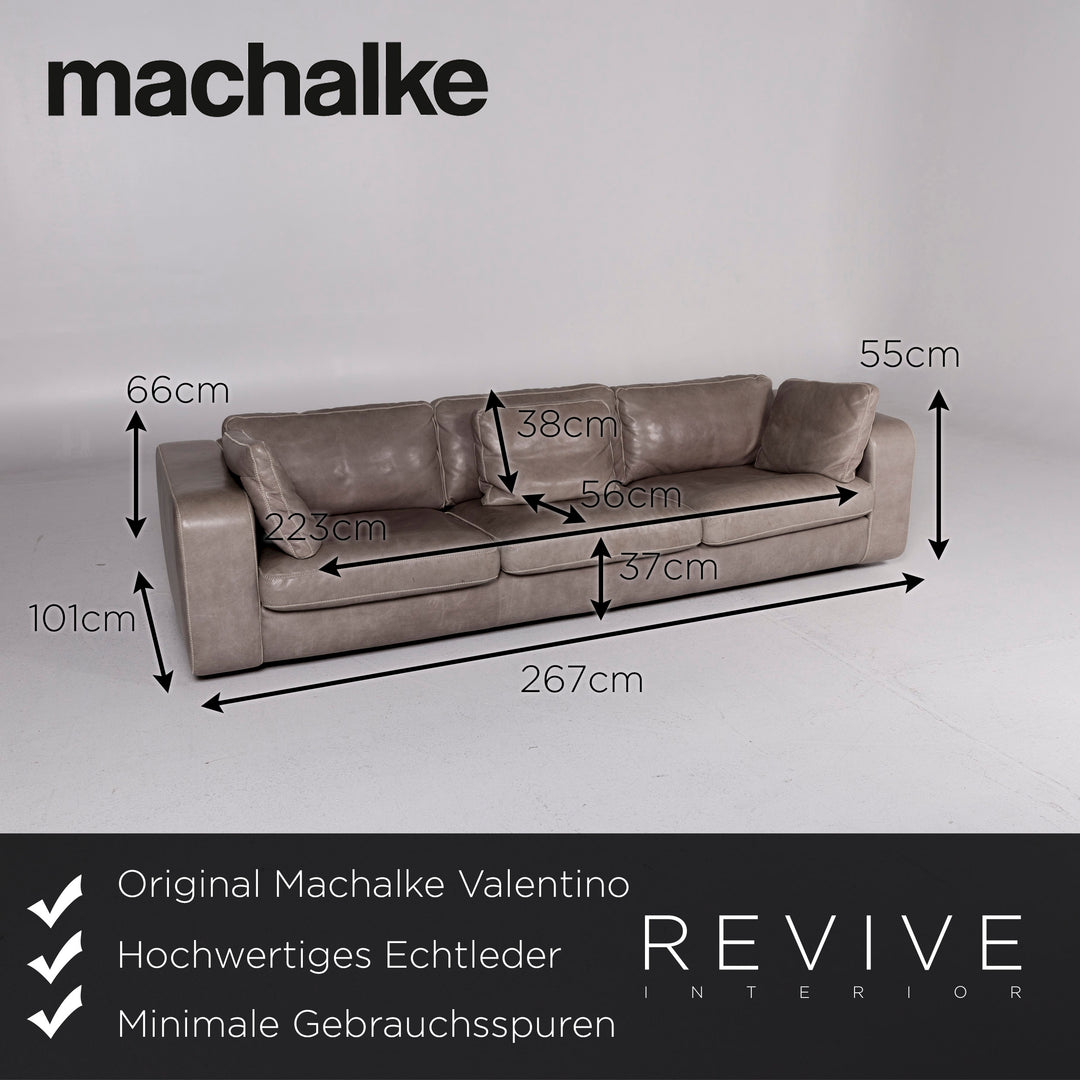Machalke Valentino Leder Sofa Grau Dreisitzer Couch #11100