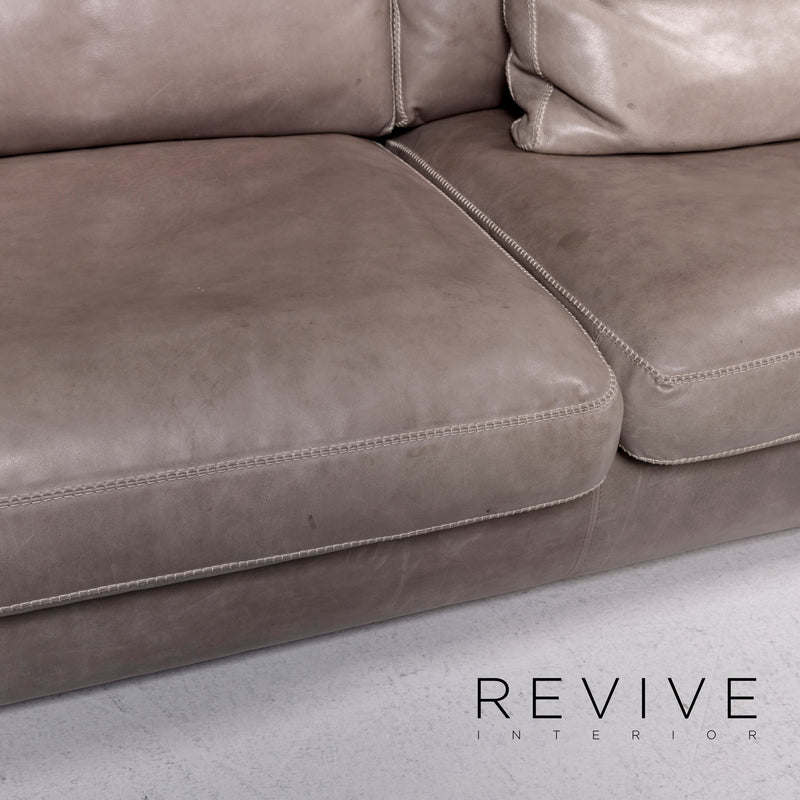Machalke Valentino Leder Sofa Garnitur Grau 1x Dreisitzer 1x Couch 