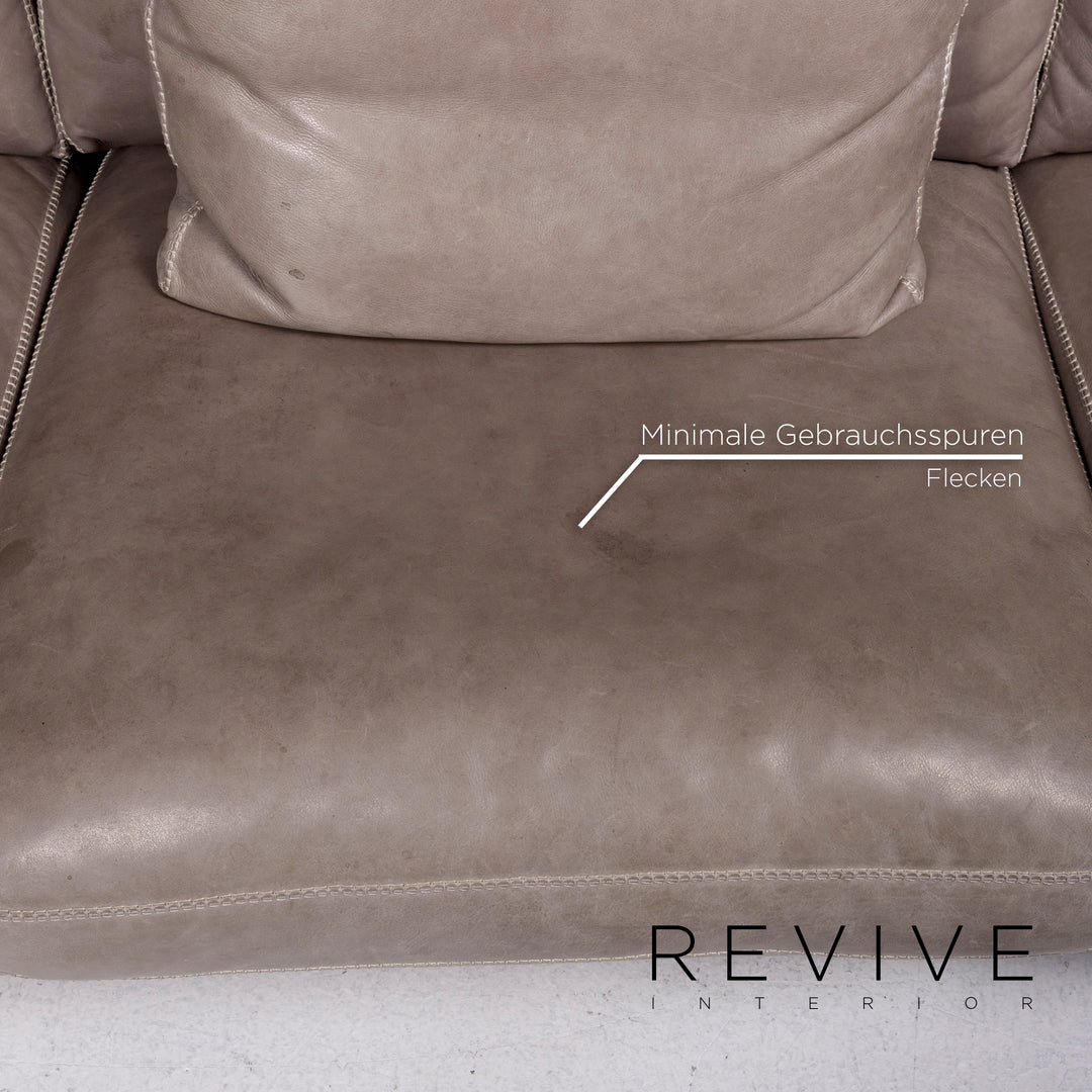 Machalke Valentino Leder Sofa Grau Dreisitzer Couch #11100