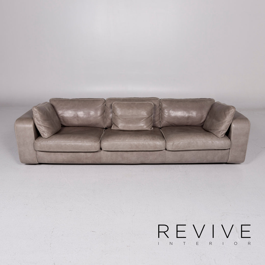 Machalke Valentino leather sofa set gray 1x three-seater 1x couch #11340