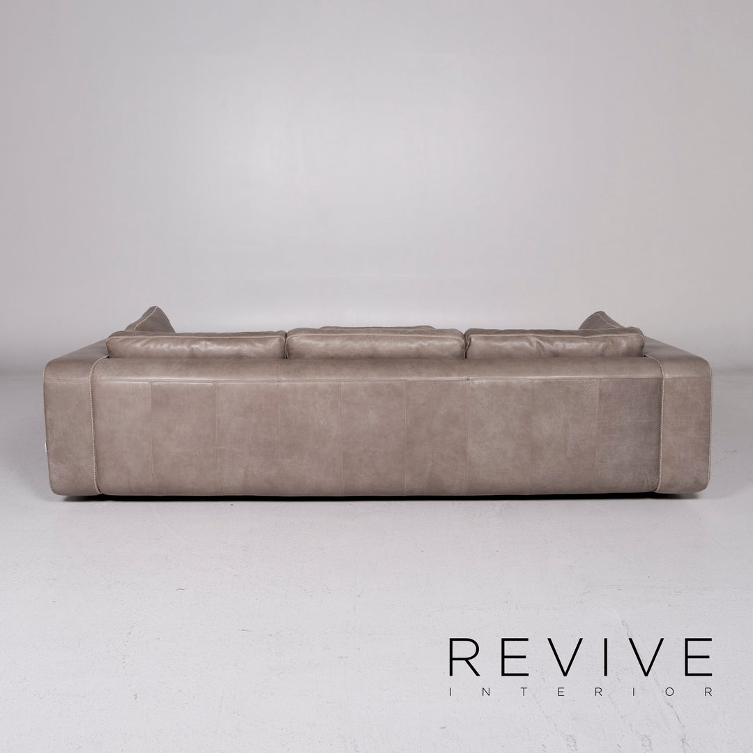 Machalke Valentino leather sofa set gray 1x three-seater 1x couch #11340