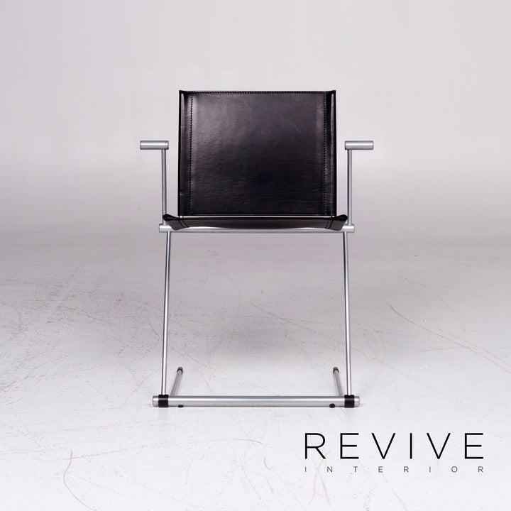 Matteo Grassi Ballerina Designer Leather Armchair Set Black Chair #9308