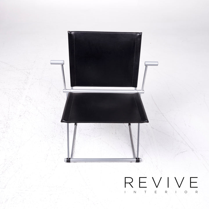 Matteo Grassi Ballerina Designer Leather Armchair Set Black Chair #9308