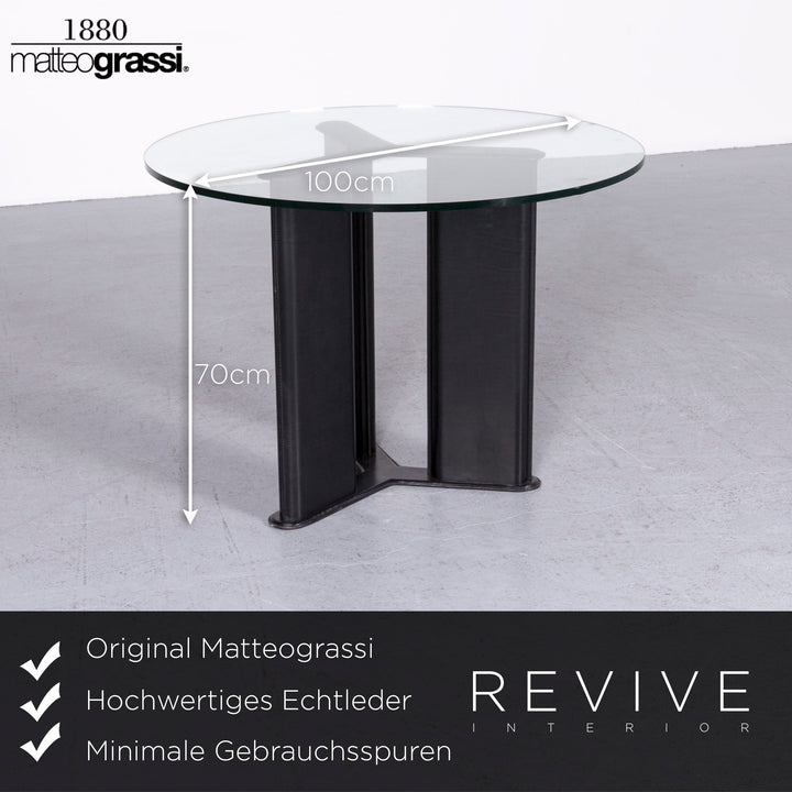Matteo Grassi Korium Designer Sessel Couchtisch Garnitur Leder Glas Tisch Glastisch #7190