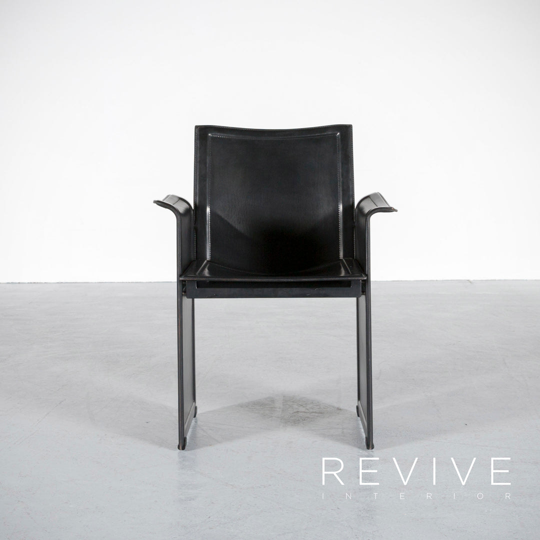 Matteo Grassi Korium KM1 Designer Leather Armchair Black Genuine Leather Chair #7088