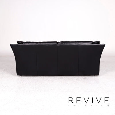Molinari Leder Sofa Schwarz Dreisitzer Couch #10086