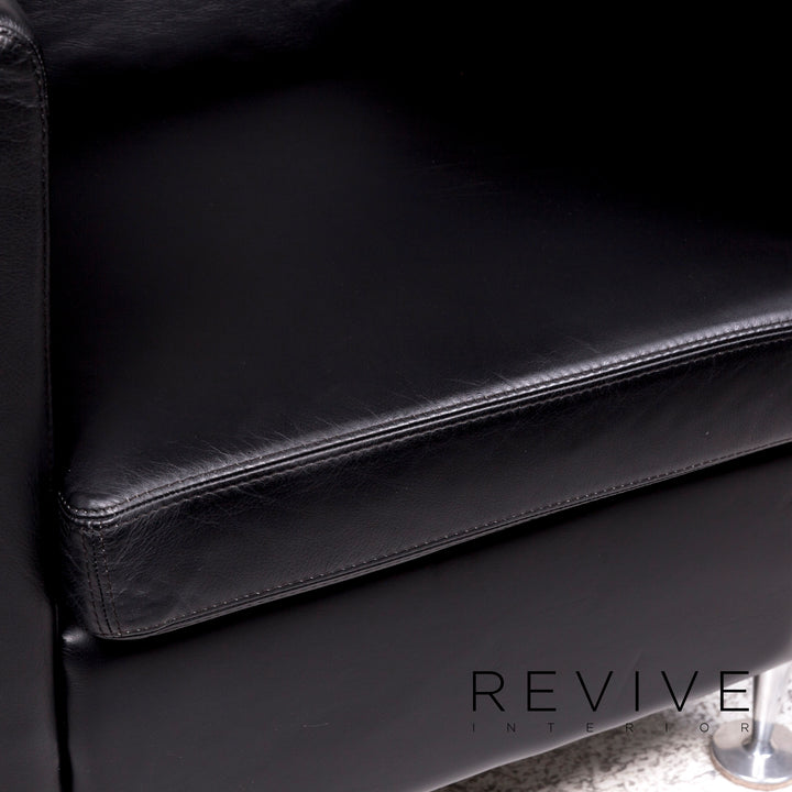 Ensemble canapé en cuir Molinari noir 1x trois places, 1x deux places, 1x fauteuil #10253