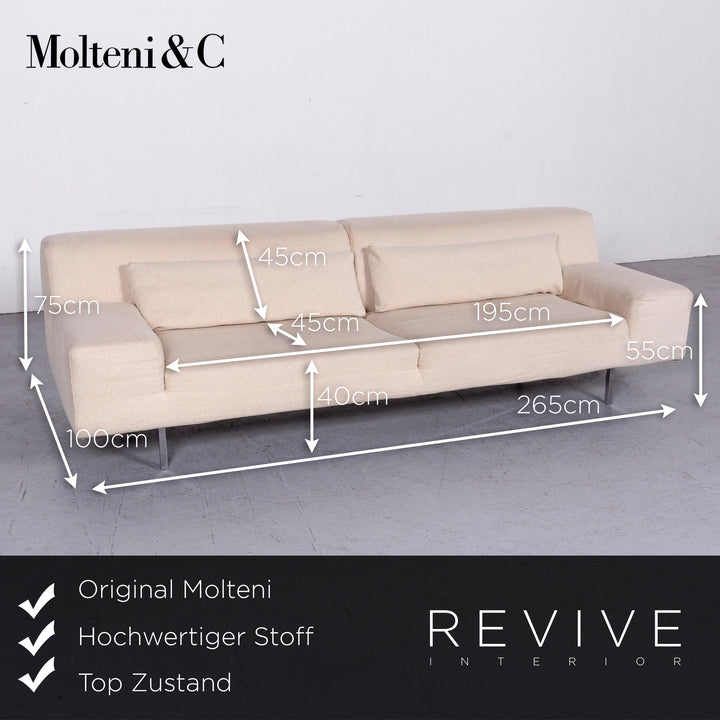 Molteni Designer Stoff Sofa Hocker Garnitur Creme Dreisitzer Couch #7126