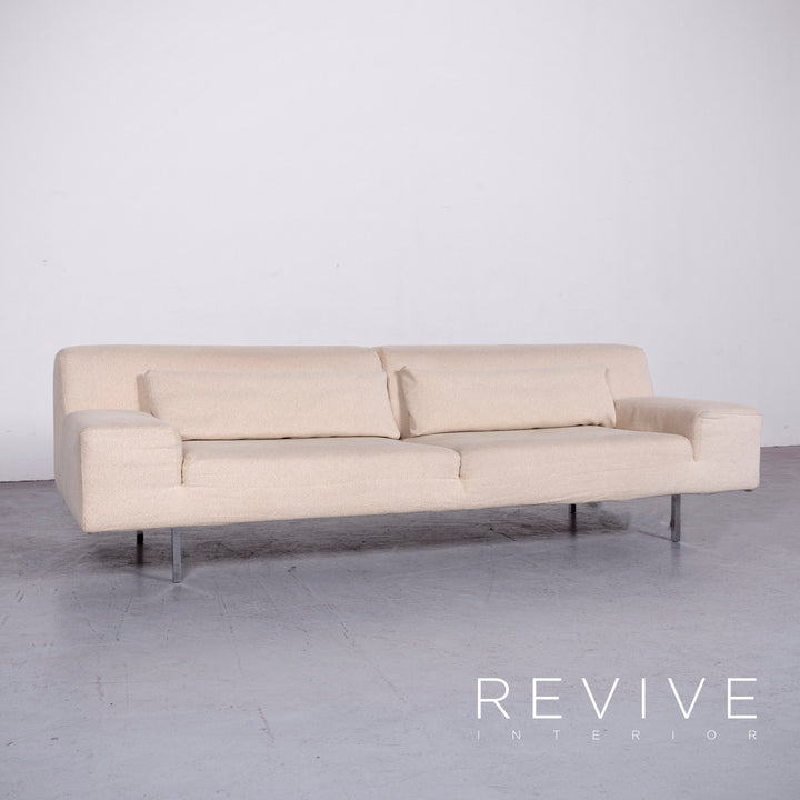 Molteni designer fabric sofa stool set cream three-seater couch #7126